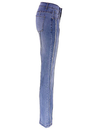 Denim kwast stretch geweven rechte broek