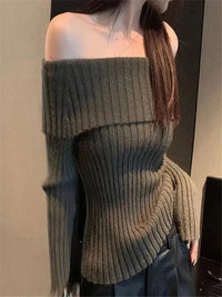 Women's Off Shoulder Pullover Sweater