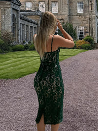 Elegant Lace Green Midi Dress