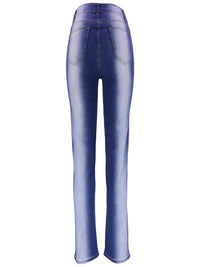 Gradient Color Denim Stretch Woven Straight Trousers