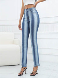 Gradient Color Denim Stretch Woven Straight Trousers