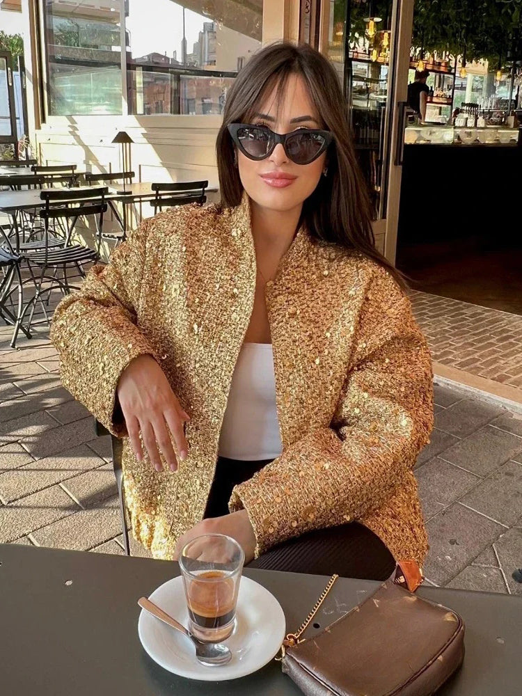 Women's Sequined Bomber Jacket