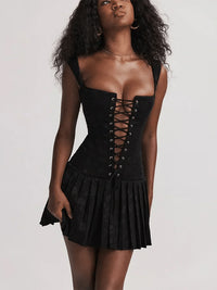 Women's Lace-Up Corset Mini Dress