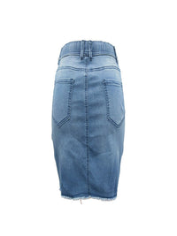 Mid Blue Washed Denim 4 Pockets Mini Wikkel Heup Rok