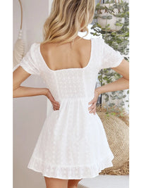 Women White Casual Mini  Bowknot Smocked Sundress