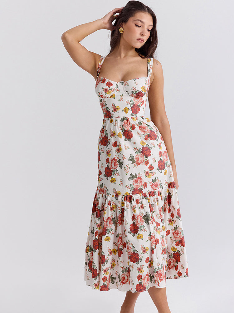 Women's Summer Midi Floral Print Dress