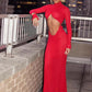 Red Cut Out Detail High Neck Slip sleeves Opening Maxi Dress - Thingy-London
