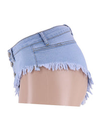 Sexy Washed High Waist Decorative Button Denim Shorts - Thingy-London