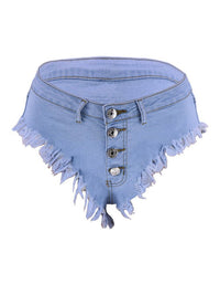 Sexy Washed High Waist Decorative Button Denim Shorts - Thingy-London