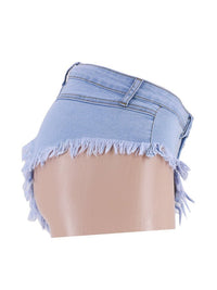 Sexy Washed High Waist Decorative Button Denim Shorts - Thingy-London