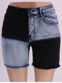 Washed Decrotive Joint Seam Raw Hem Denim Shorts - Thingy-London