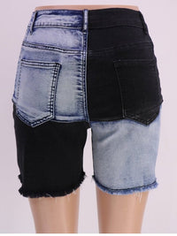 Washed Decrotive Joint Seam Raw Hem Denim Shorts - Thingy-London