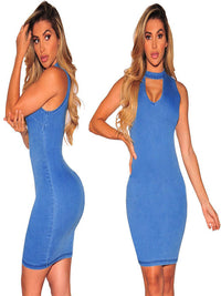 Washed Mid Blue Tight Denim Dress