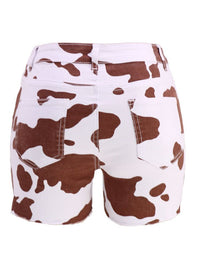 Washed Printing Raw Hem Denim Shorts - Thingy-London