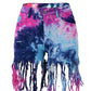 Washed Tie-Dye Ripped Tassel Hem Denim Shorts - Thingy-London
