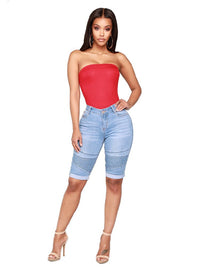 Women's Fashion Decorative Joint Seam Denim Long Shorts - Thingy-London