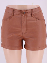 Women's Fashion High Waist Faux Leather Shorts - Thingy-London