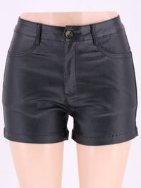 Women's Fashion High Waist Faux Leather Shorts - Thingy-London