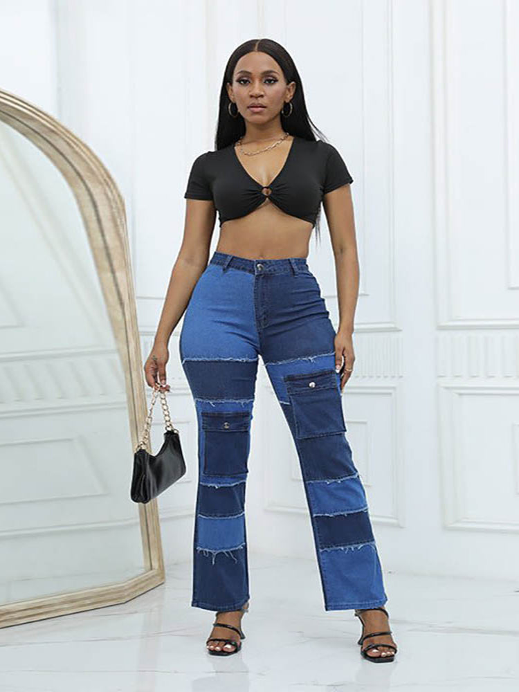 Modische Jeans mit hoher Taille und geradem Bein für Damen