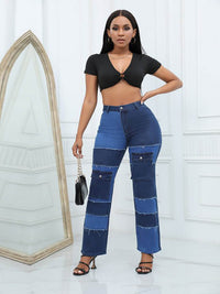 Women's Fashion High-Waist Hip Straight Jeans