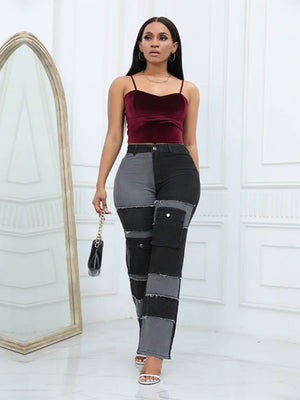 Women's Fashion High-Waist Hip Straight Jeans
