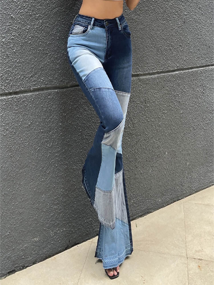 Women's Fashion High-Waist Tight Hip Flared Jeans