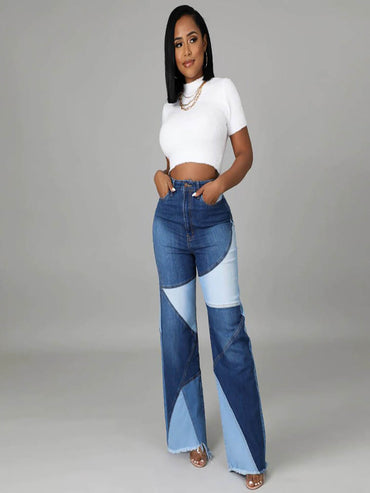 Women's Fashion High-Waist Tight Hip Flared Jeans