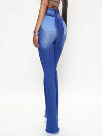 Women's Fashion High-Waist Tight Hip Flared Jeans