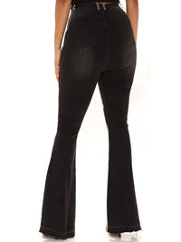 Women's Fashion High-Waist Tight Hip Flared Jeans