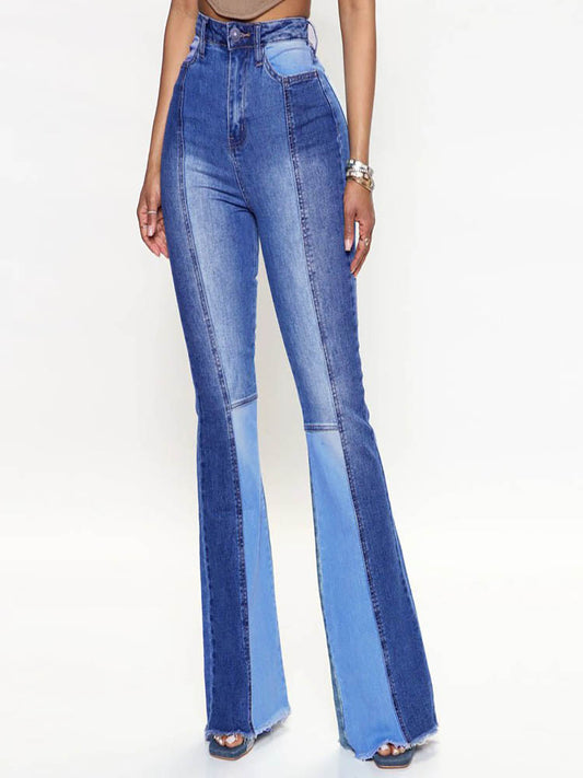 Women's Fashion High-Waist Tight Hip Flared Jeans