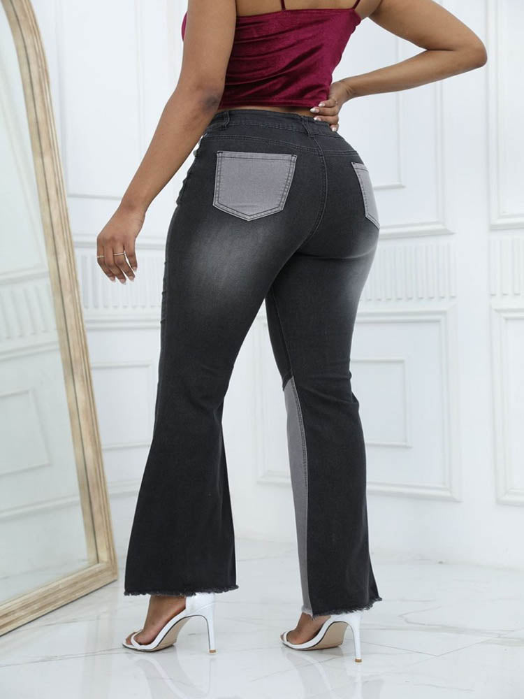Modische Jeans mit hoher Taille und enger Hüfte für Damen