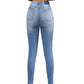 Enge Jeans mit unregelmäßigen Rissen und mittelhohem Bund für Damen