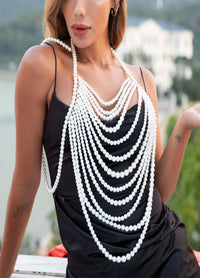 Pearl Body Chain Necklace Adjustable Size Pearl Shoulder Chain