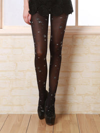 100D Heart Jacquard Pantyhose Leggings - Thingy-London