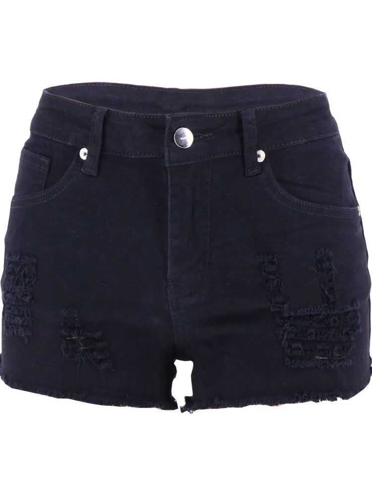 Bleach Washed Raw Edge Denim Shorts - Thingy-London