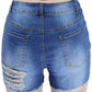 Bleach Washed Ripped Denim Shorts - Thingy-London