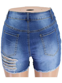 Bleach Washed Ripped Denim Shorts - Thingy-London