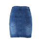 Blue Washed Distressed Front Button Denim Mini Skirt - Thingy-London