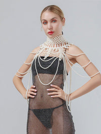 Body Chain Pearl Breast Chain Luxury Hand Woven Dress Accessories - Thingy-London