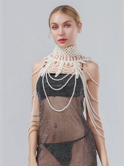 Body Chain Pearl Breast Chain Luxury Hand Woven Dress Accessories - Thingy-London