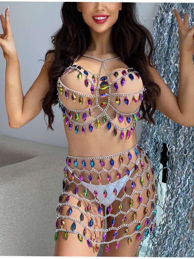 Colorful Acrylic One piece Body Chain Skirt - Thingy-London