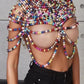 Colorful Pearl Stand Collar Chest Chain Body Chain - Thingy-London