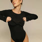Elegant Solid Folds Sexy Club Women Bodysuits Long Sleeve Sheath Jumpsuits O Neck Fashion Slim Streetwear Tops - Thingy-London