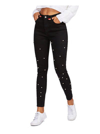 Female Black pearl Super Stretch Denim Skinny Jeans - Thingy-London