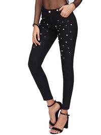 Female Black pearl Super Stretch Denim Skinny Jeans - Thingy-London