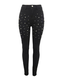 Female Black pearl Super Stretch Denim Skinny Jeans - Thingy-London