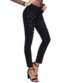 Female Black pearl Super Stretch Denim Skinny Jeans - Thingy-London