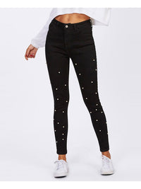 Female Black pearl Super Stretch Denim Skinny Jeans - Thingy-London