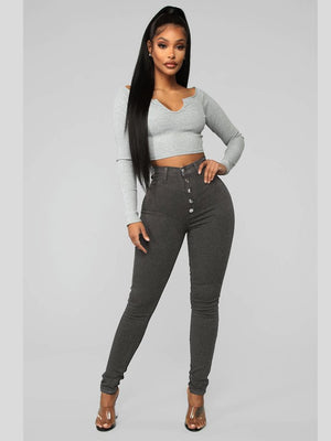 Fit Spandex High-waisted Hip-lifting Jeans