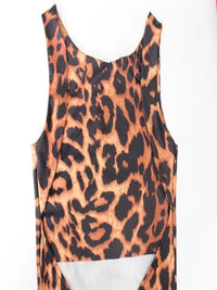 Leopard Print Sleeveless Back Hollow Out Bodycon Dress - Thingy-London